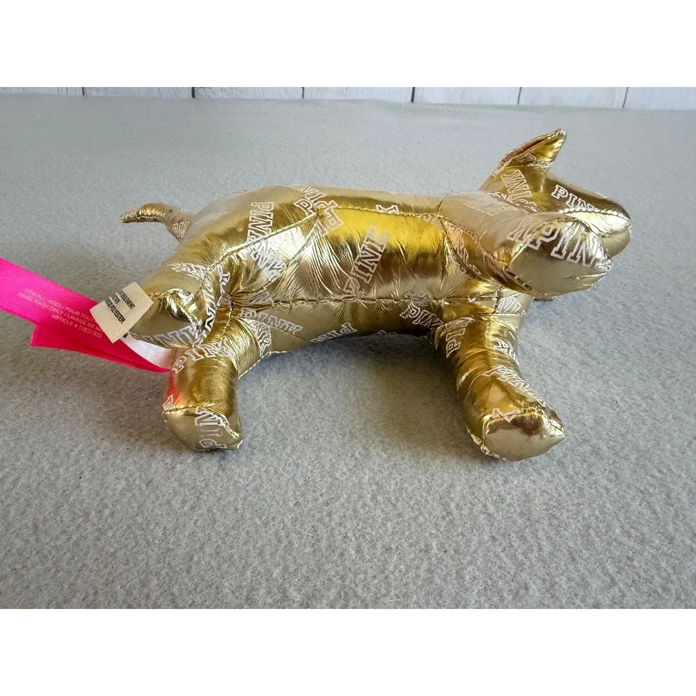 Victoria's Secret PINK Plush Dog Mascot Metallic Gold Logo